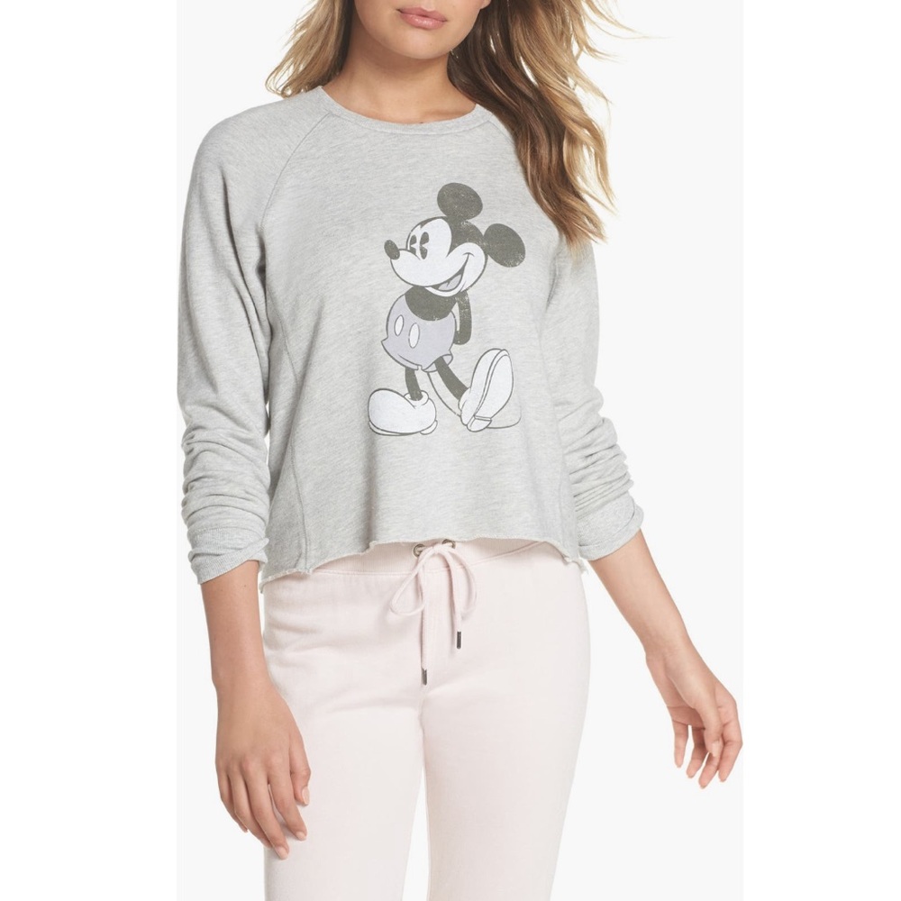 Disney Collection by David Lerner Mickey Mouse Graphic Sweatshirt Gray XS